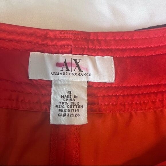 Sz 4 Armani Exchange Red Silk Blend Wide Leg Pants - Picture 12 of 17